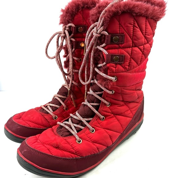 Columbia Heavenly Omni Heat Boots 12 Womens Red Waterproof Lace Up Bootie - Picture 1 of 10